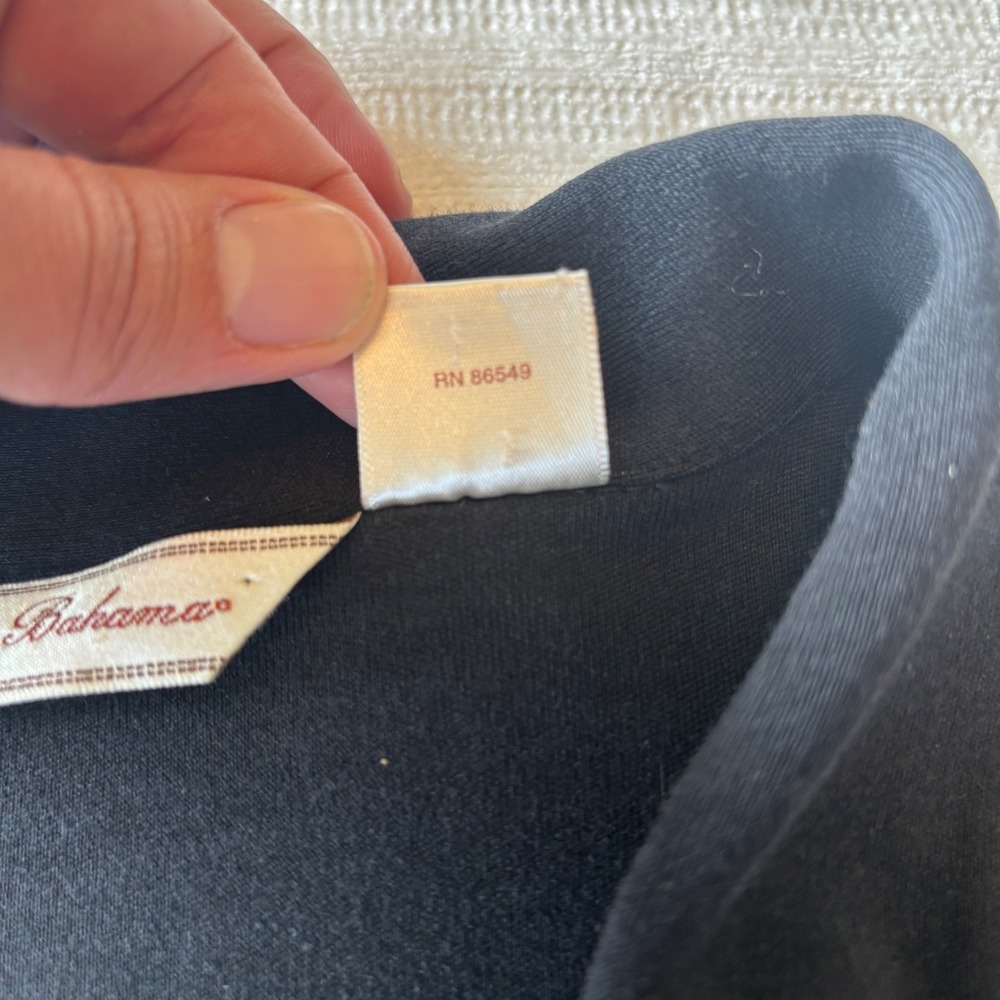Tommy Bahama Womens Silk Cotton Blend Polo Shirt Black Short Sleeve Large 12/14 - Picture 4 of 8